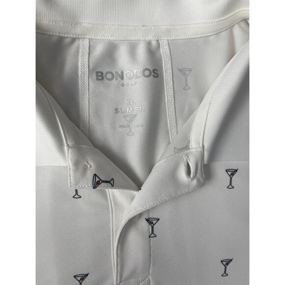 Bonobos Golf Performance White Martini & Olive Slim Fit Polo Size XL - Picture 4 of 10